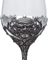 Pewter Crystal Wine Glass Thai art style YAK