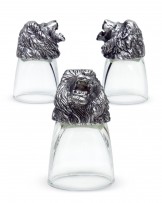 Pewter Shot Glass Lion Head carvings (1 set contains 3 Pcs.)