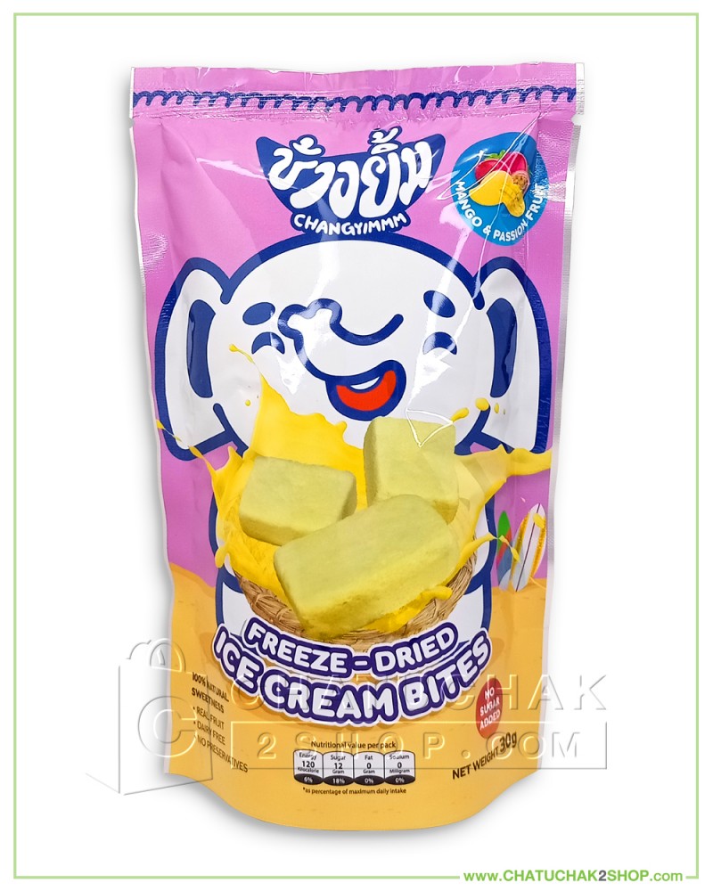 ChangYimmm Freeze-Dried Ice Cream Bites Mango & Passion 30g.